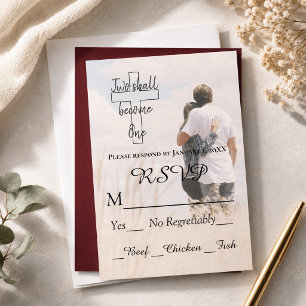 Modern Two Become One Couple Photo Wedding RSVP Card