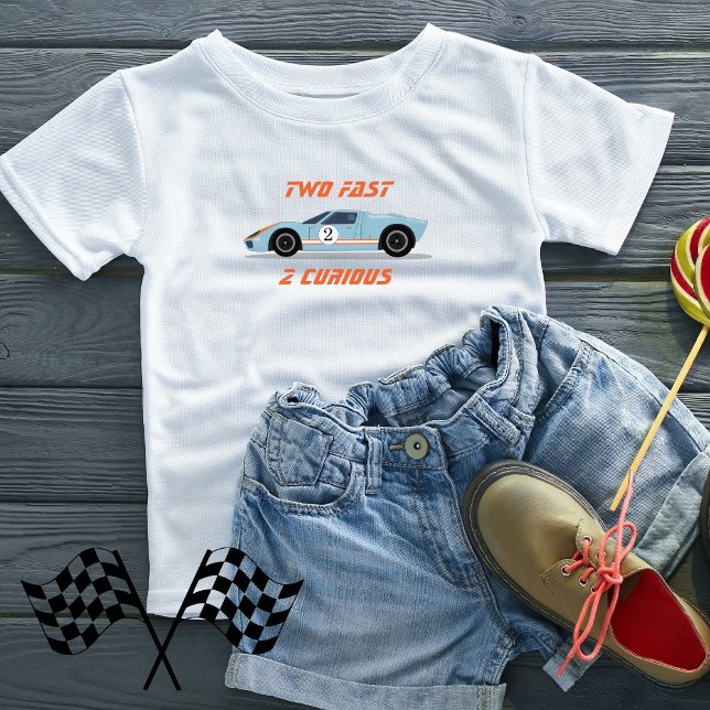 Modern Two Fast Race Car Boy 2nd Birthday Toddler T-Shirt (tshirt)