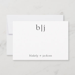 Modern Two Initial Monogram Couple Stationery Card