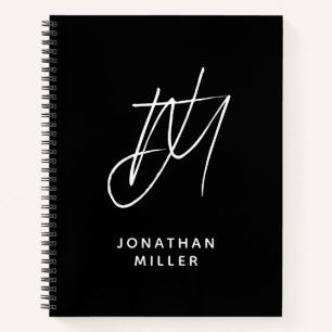 Modern Two Initial Script Monogram Personalised Notebook