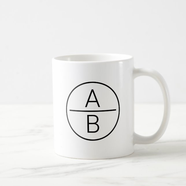 Modern Two Initials Monogram Coffee Mug (Right)