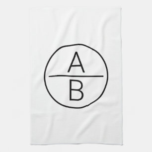 Modern Two Initials Monogram Tea Towel