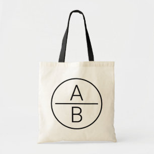 Modern Two Initials Monogram Tote Bag