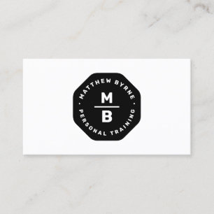 Modern  Two Letter Monogram Black Emblem Business Card