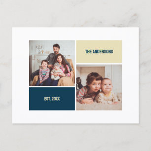 Modern Two Photo Family Collage with Custom Text Postcard
