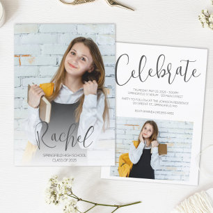 Modern Two Photo Graduation Invitation