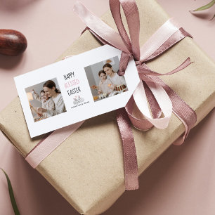 Modern Two Photo   Happy Blessed Easter   Bunny Gift Tags