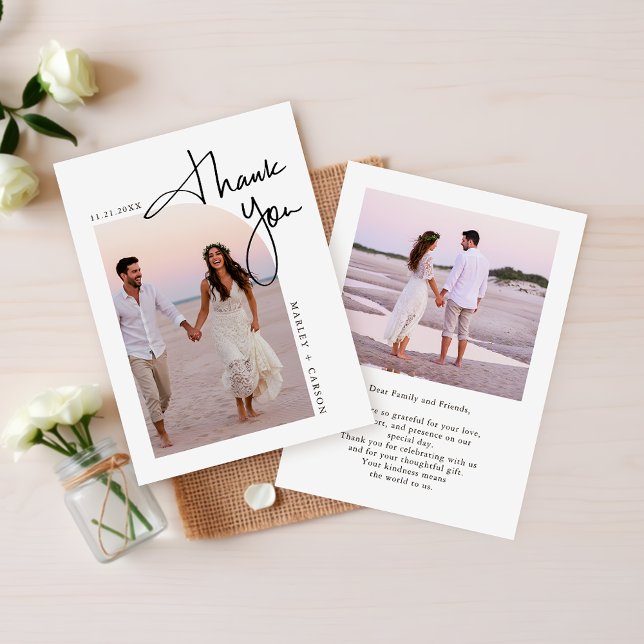 Modern Two Photo Wedding Budget Mini Thank You Card (Creator Uploaded)