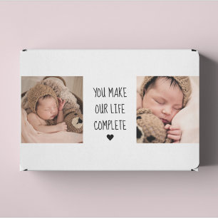 Modern Two Photo   You Make Our Life Complete  Rectangular Sticker