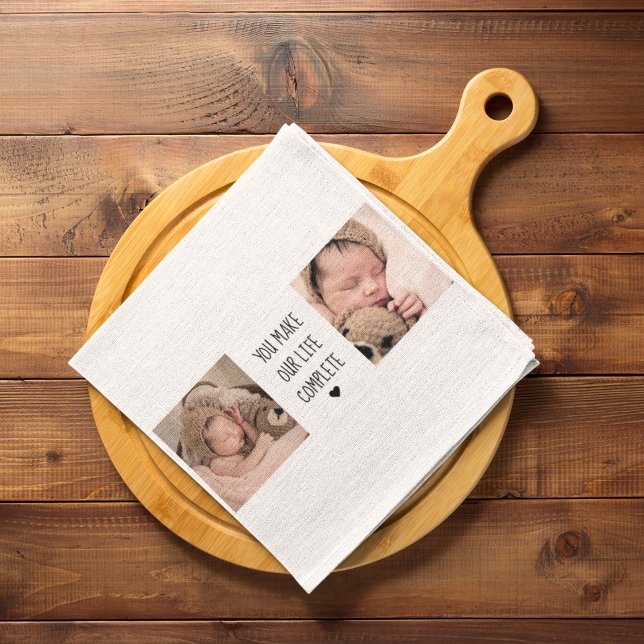 Modern Two Photo | You Make Our Life Complete  Tea Towel (Creator Uploaded)