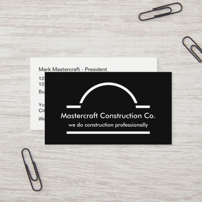 Modern Two Side Construction Business Card (Front/Back In Situ)