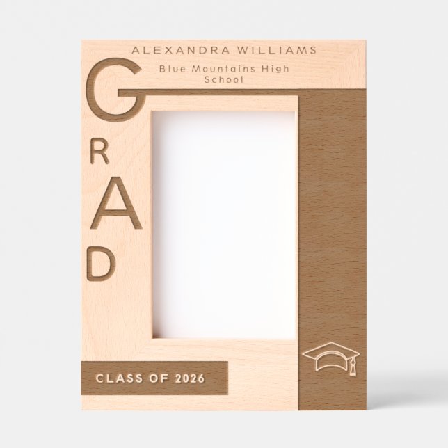 Modern Two-Tone Design Graduation Photo Etched Frames (Front)