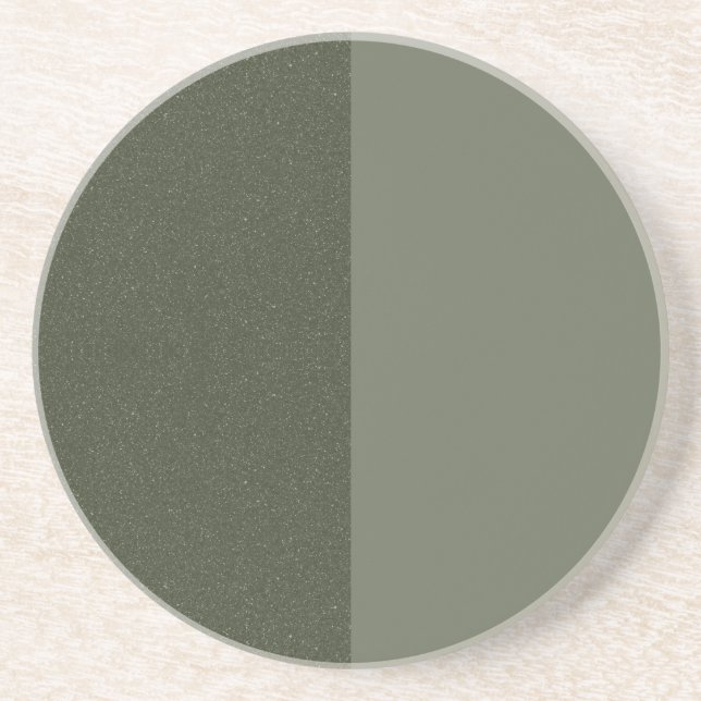 Modern Two-Tone Moss Green Sandstone Coaster (Front)