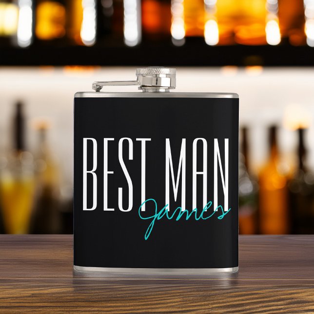 Modern Type Best Man Personalised Bridal Party Hip Flask (Creator Uploaded)