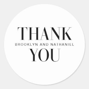 Modern Type Bold Wedding Thank You Classic Round Sticker