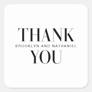 Modern Type Bold Wedding Thank You Photo Card Square Sticker