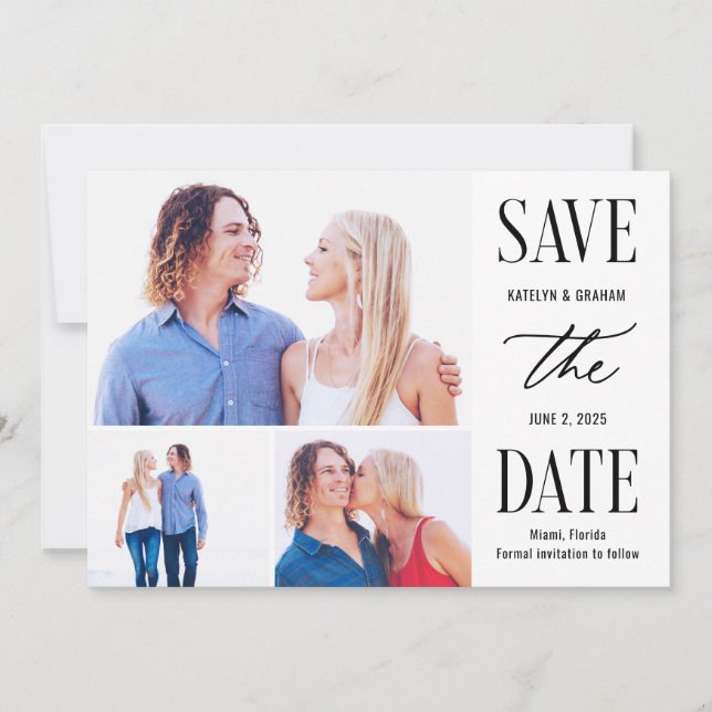 Modern Type Editable Colour Save The Date Card (Front)