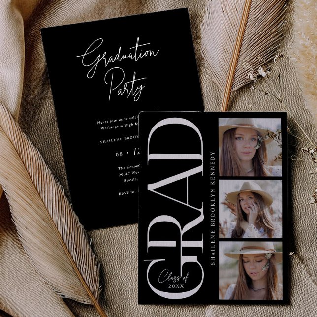 Modern Type Graduation Party Photo Invitation Card (Creator Uploaded)