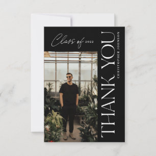 Modern Type Graduation Thank You Photo Black Card
