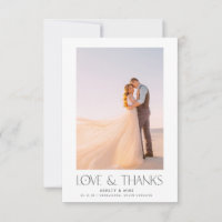Modern Type Love & Thanks 2 Photo Wedding Thank Yo