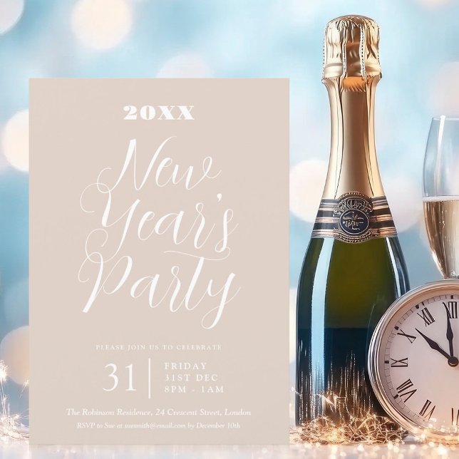 MODERN TYPE New Years Eve Party Champagne  Invitation (MODERN TYPE New Years Eve Party Champagne Invitation)