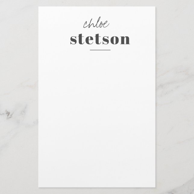 Modern type personalised stationery (Front)