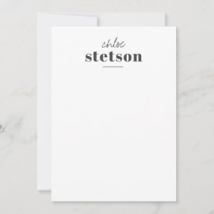 Modern type personalised stationery card