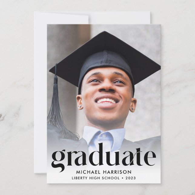 Modern Type Photo Graduation Announcement (Front)