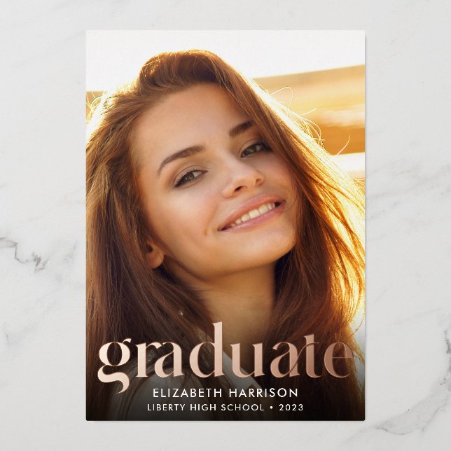 Modern Type Photo Graduation Foil Announcement (Front)