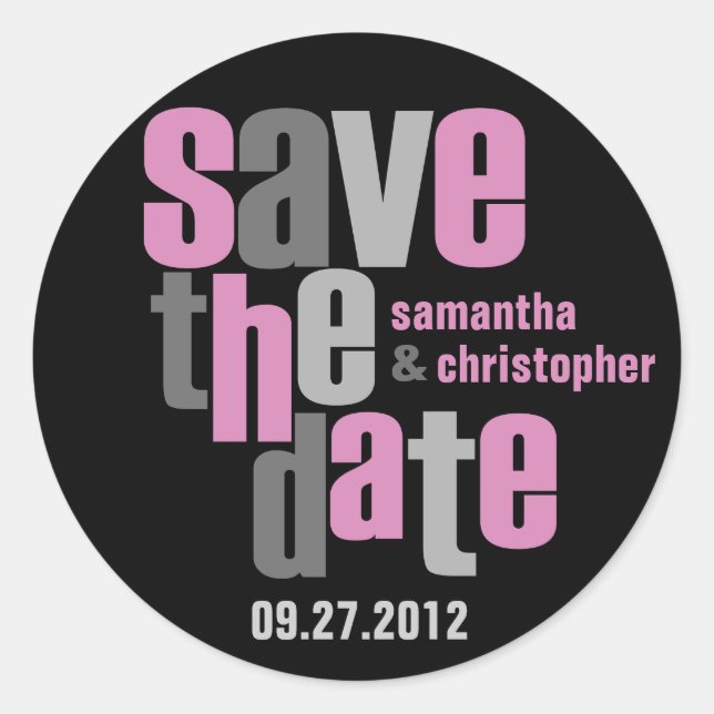 Modern Type Save The Date Sticker (Front)