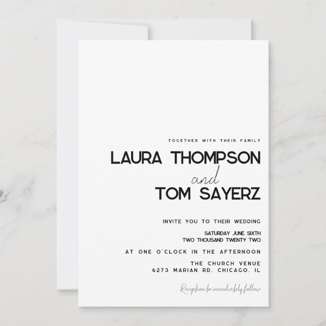 Modern Type Simple Hand Script Wedding Invitation (Front)