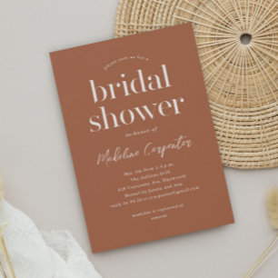 Modern Type Terracotta Boho Bridal Shower Invitation