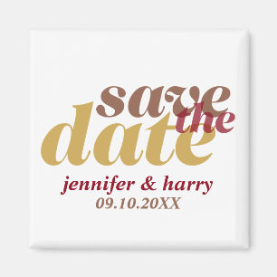 Modern type wedding save the date mocha tan brown magnet