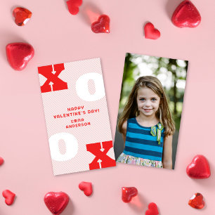 Modern Type XOXO Pink Valentine's Classroom Photo Card