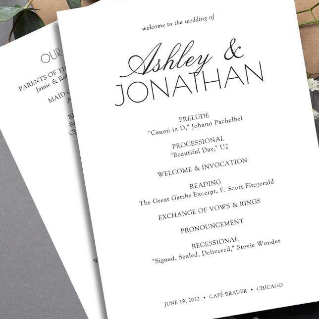 Modern Typographic-Centric Wedding Programme (Creator Uploaded)