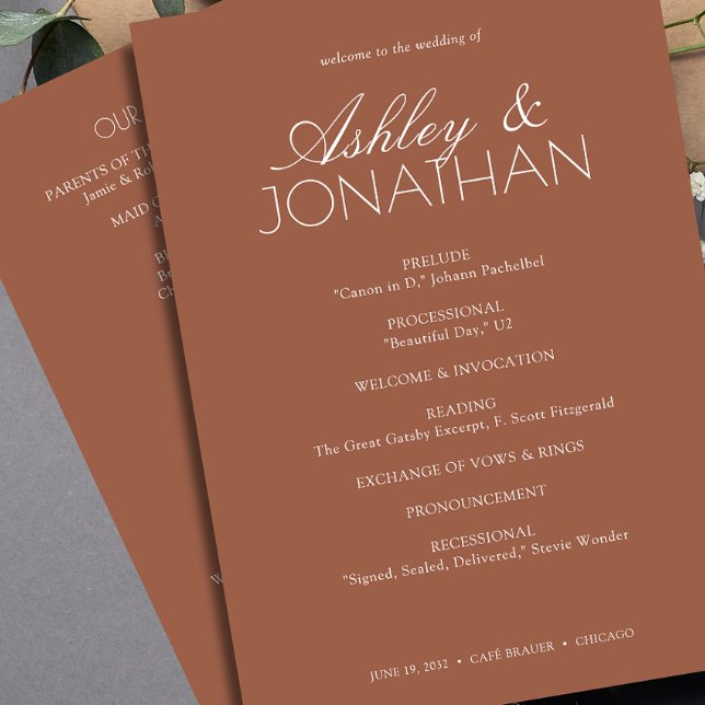 Modern Typographic-Centric Wedding Programme (Creator Uploaded)