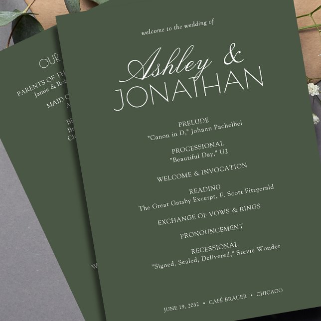 Modern Typographic-Centric Wedding Programme (Creator Uploaded)