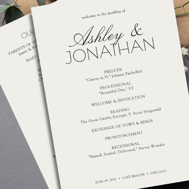 Modern Typographic-Centric Wedding Programme (Creator Uploaded)