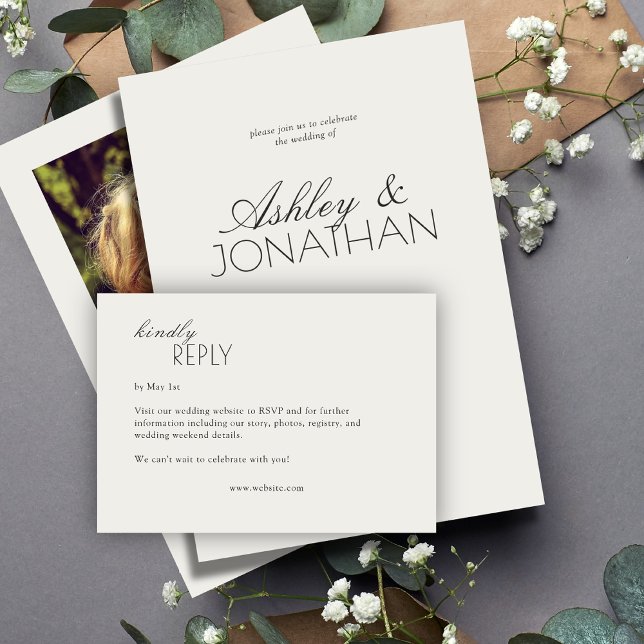 Modern Typographic-Centric Wedding RSVP Card (Creator Uploaded)