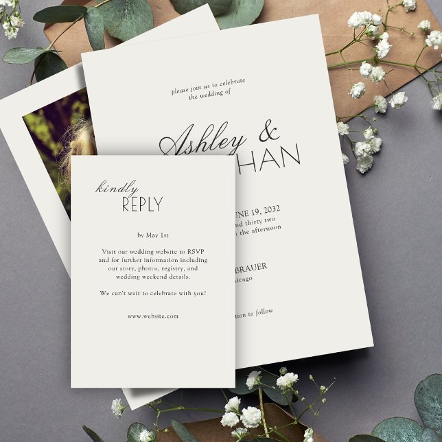 Modern Typographic-Centric Wedding RSVP Card (Creator Uploaded)
