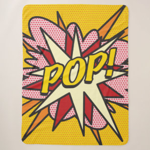 Modern Typographic Comic Book POP Trendy Fun Sherpa Blanket