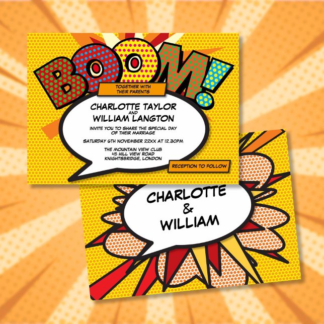 Modern Typographic Designer Fun Comic Wedding Invitation (Modern Typographic Designer Fun Comic Wedding Invitation)