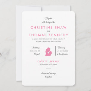 Modern Typographic Invitation for Michigan Wedding
