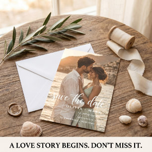 Modern typographic save the date photo invitation