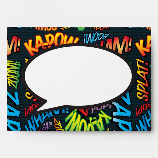 Modern Typographic Speech Bubble Return Address Envelope (Front)