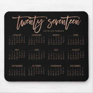 Modern Typography 2017 Calendar Faux Rose Gold Mouse Pad