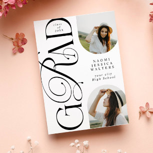Modern Typography 2 Arch Photo Elegant Graduation Invitation
