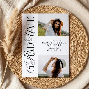 Modern Typography 2 Photos Elegant Graduation Invitation