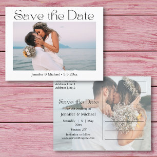 modern typography 2 photos save the date announcement postcard