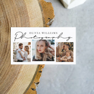 Modern Typography 3 Photo Collage Photographer Business Card